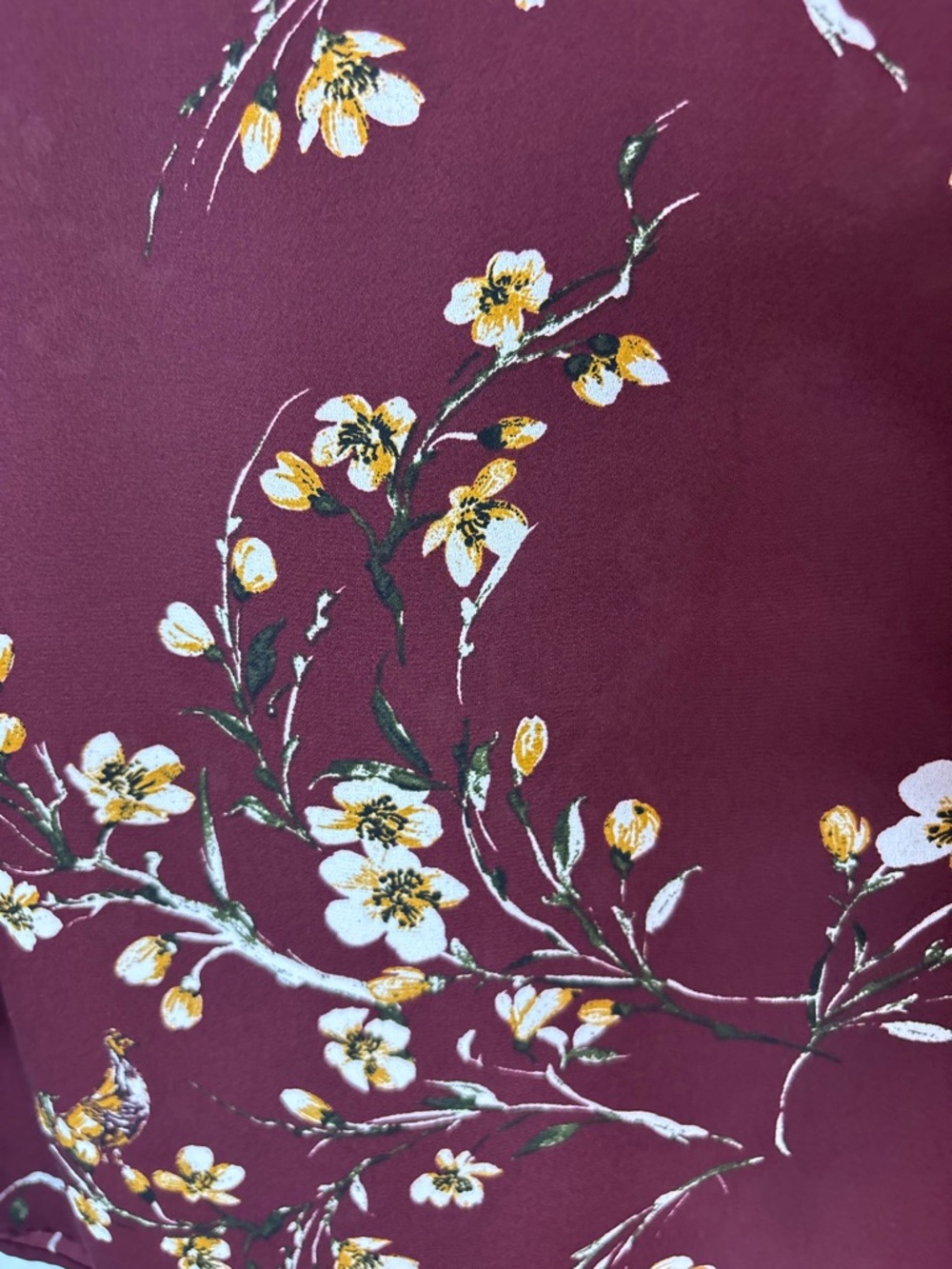 DR2 Burgundy Floral V-Neck Blouse - Picture 4 of 4